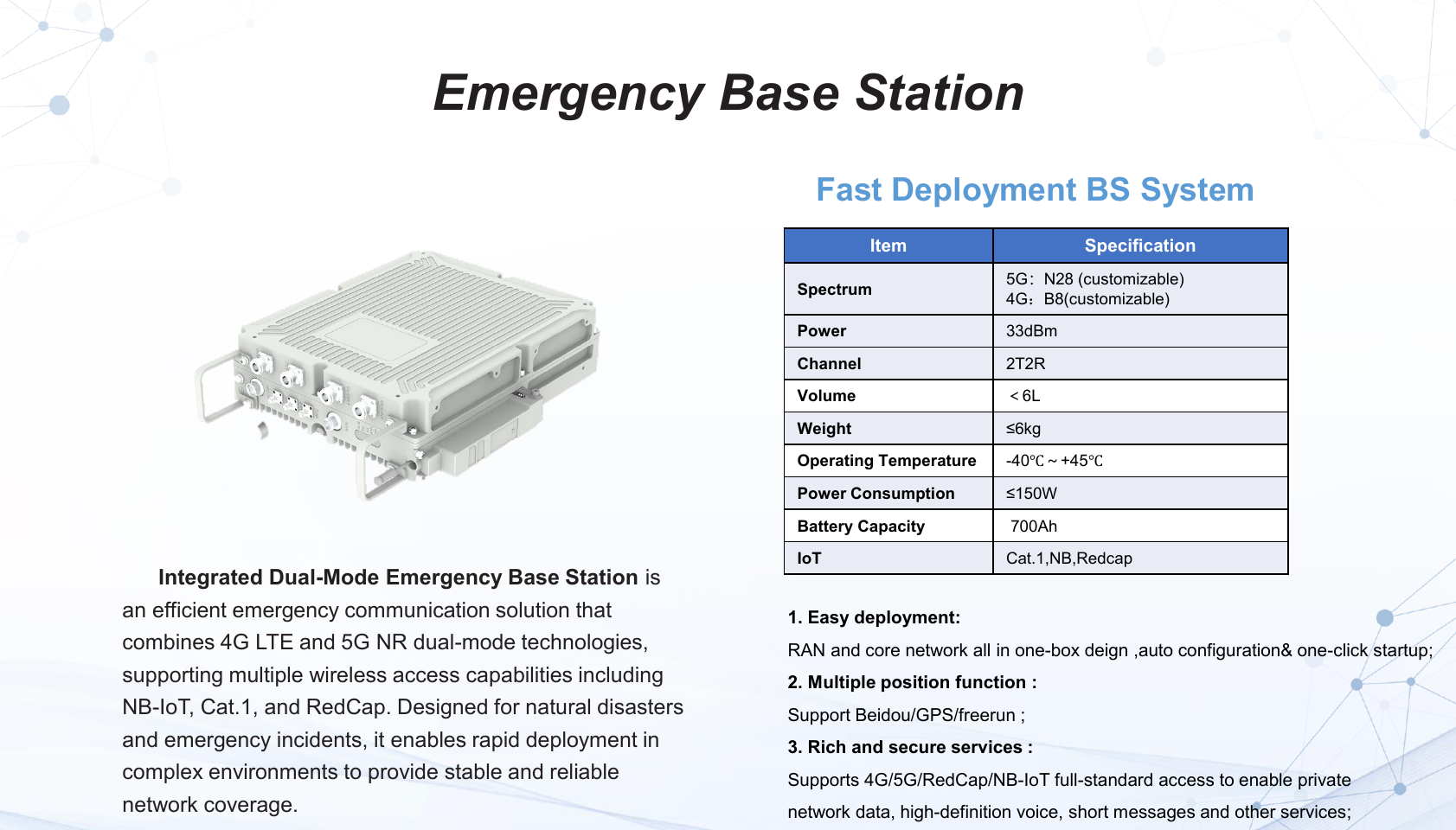 Emergency Base Station solution