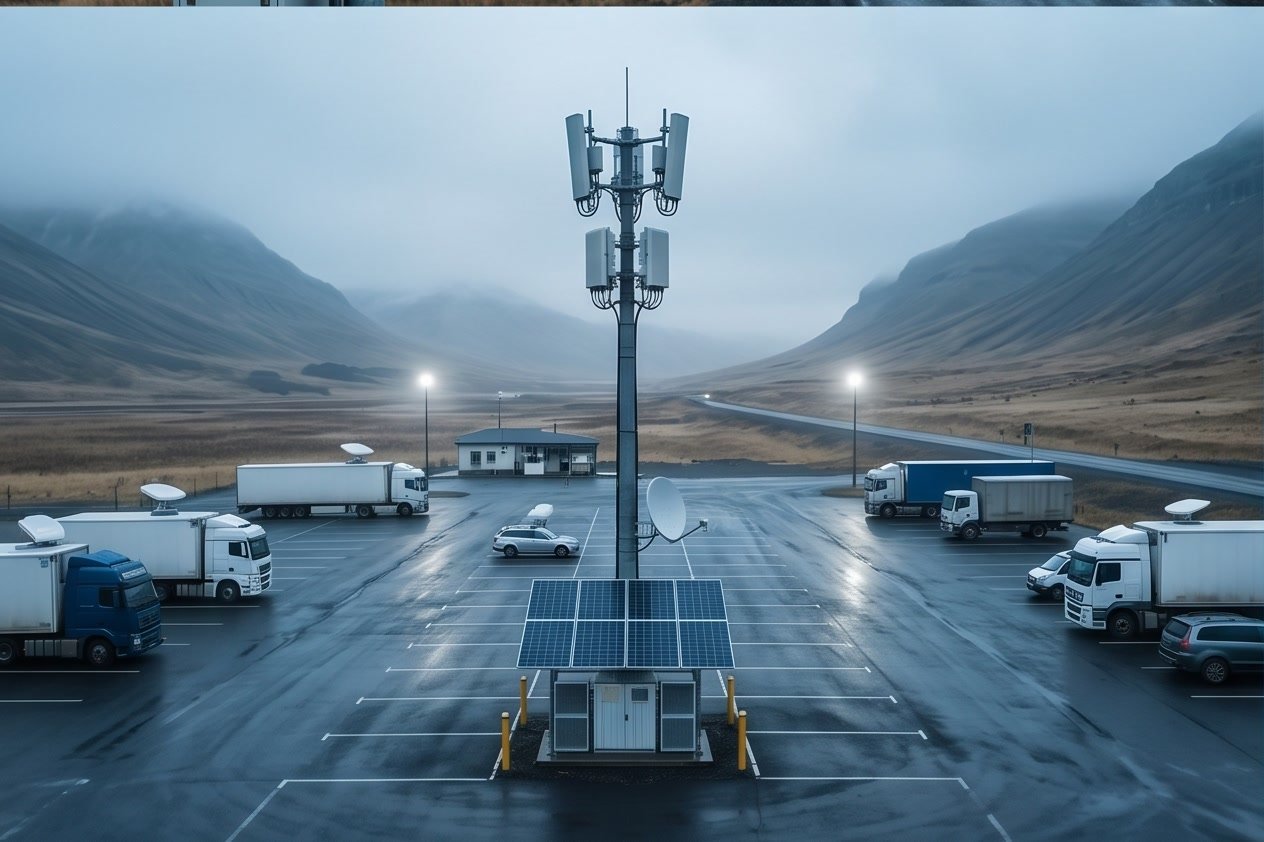 Logistics parking and solar-powered site communications