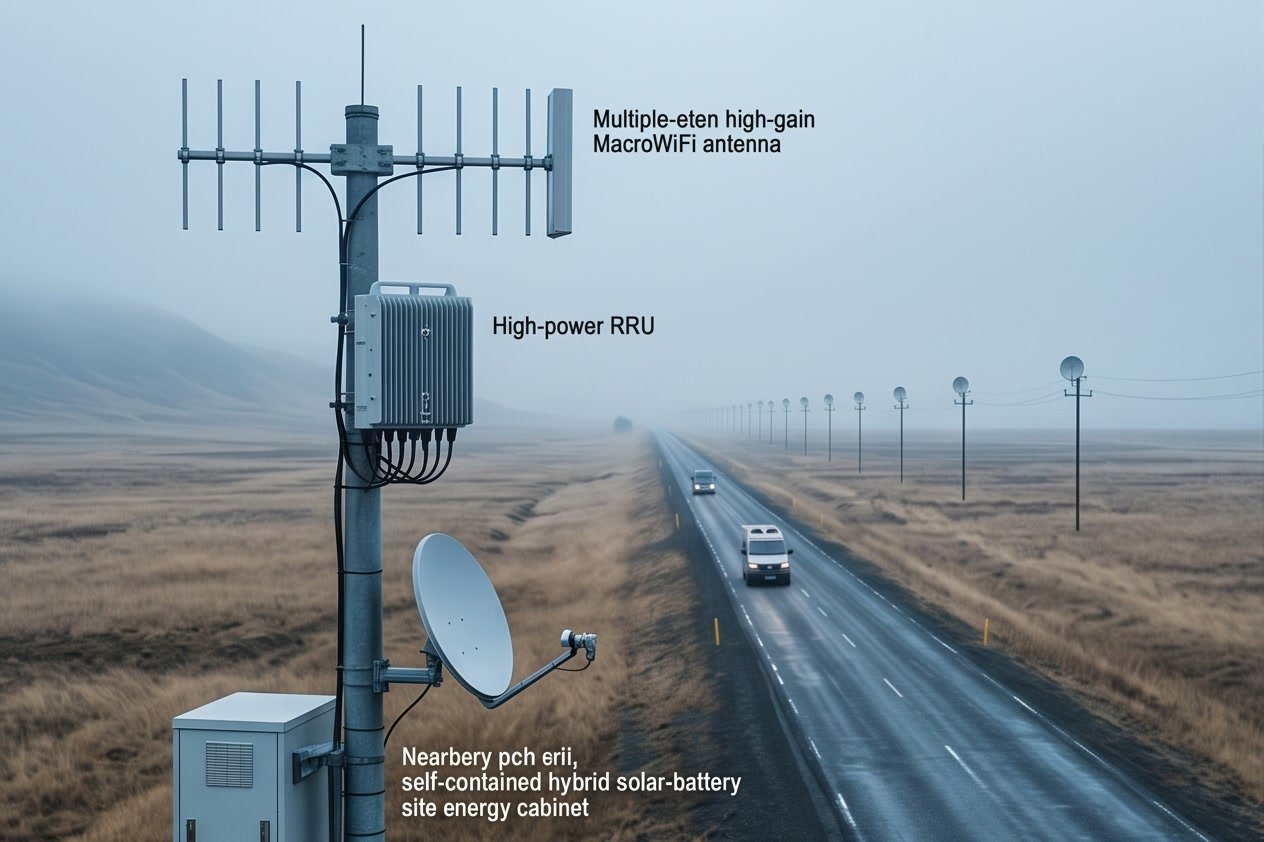 Wide-area coverage for road corridors and remote sites